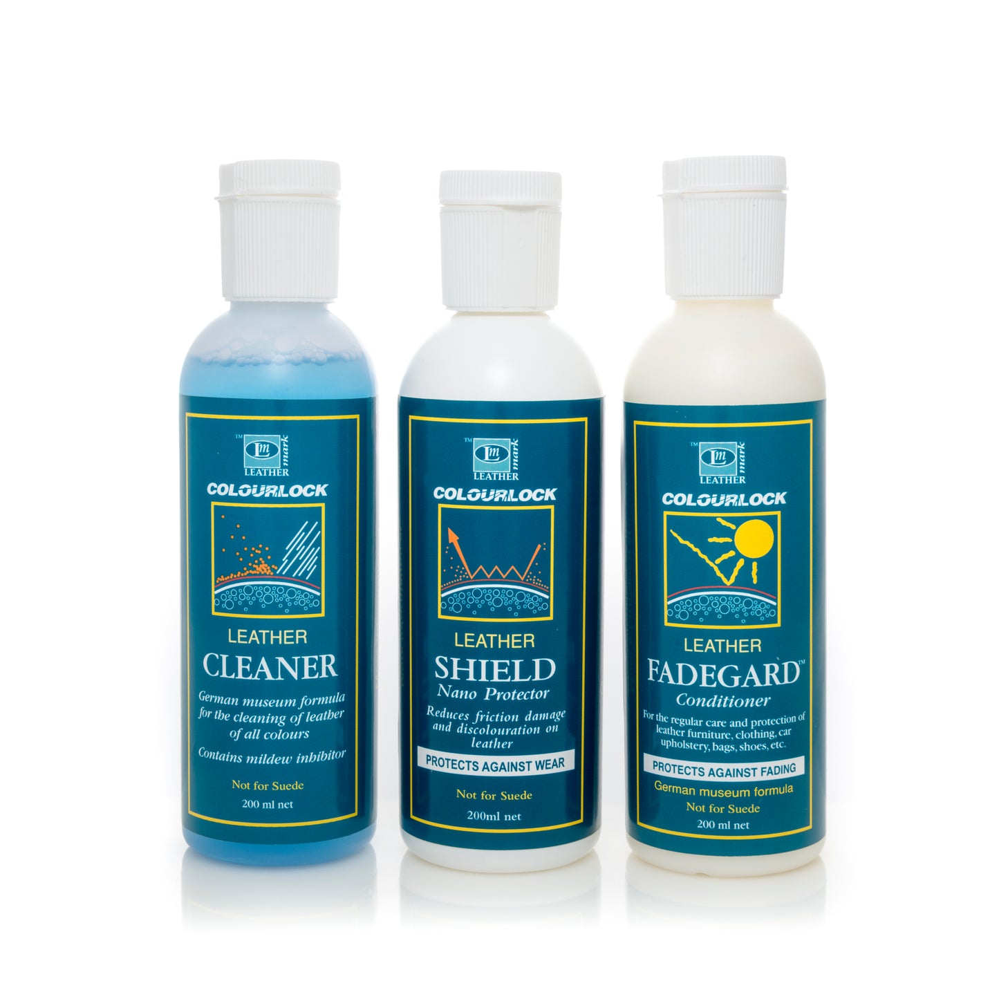 Colourlock leather cleaner conditioner and protector care pack 3x200ml